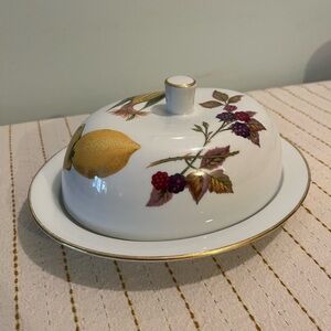 Royal Worcester Evesham Gold Trim Butter Dish